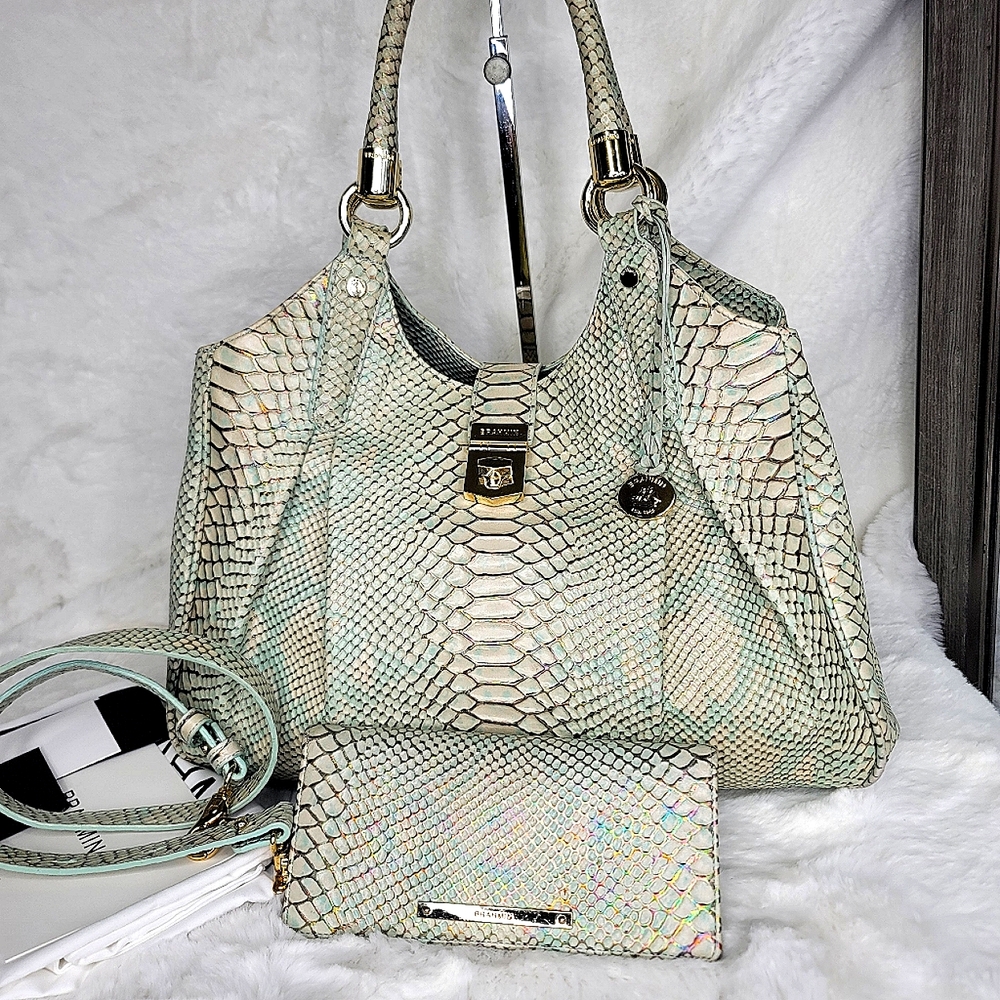 ☆ Brahmin 2 PCS SET Matching Designer Rare Shoulder Bag Purse + Wallet - Picture 10 of 16